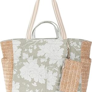 Floral Beige Tote Bag with Pouch